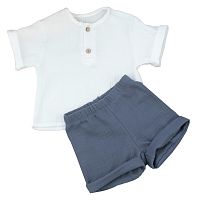 Комплект летний для мальчика рубашка с коротким рукавом шорты Муслин KiDi 921.650(Мс)-55.1 деним