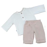 Комплект летний для мальчика рубашечка штанишки Муслин KiDi 922.622(Мс)-71 бежево-серый