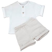 Комплект летний для мальчика рубашка шорты Муслин KiDi 921.650(Мс)-78 светло-бежевый