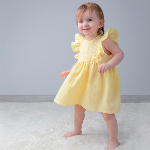 Платье летнее с крылышками для девочки Муслин KiDi 483(Мс)-66 желтое фото 2