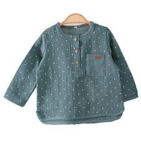 Рубашка на трех пуговицах Мечты Babyedel 21410ЭД Звездочки на темно-зеленом