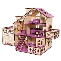 Кукольный домик с гаражом Сиреневая весна Iwoodplay ЭД-023