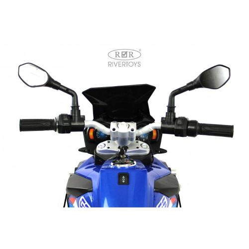 Детский электромотоцикл RiverToys М111БХ синий фото 3